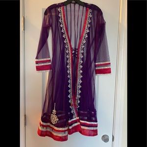 Robe Sheer with Rhinestone trim , Sz 36 , Color purple